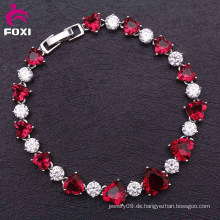 Red Heart Shaped Zirkonia Armband Charm Frauen Armband